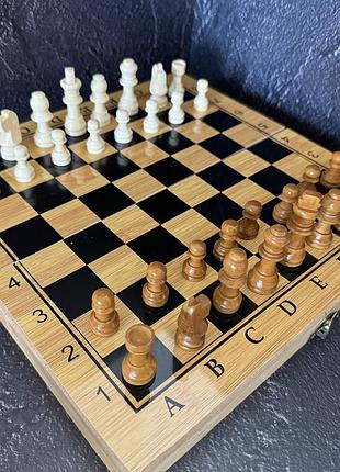 Набор игр шахматы, шашки, нарды 3 в 1 деревянная доска бамбук sp-sport 341-161 (доска 30x30см)