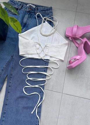 Беленький топ от zara из натуральной ткани