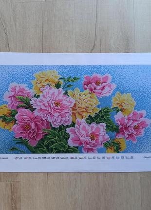 Схема для вишивки бісером "букет піонів"