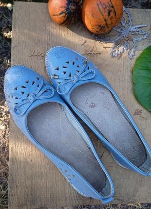 Балетки голубые кожа 2
