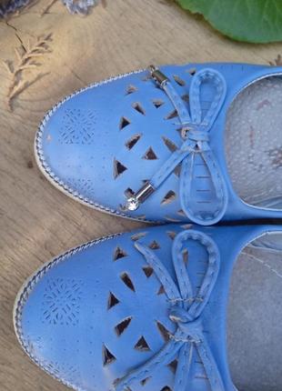 Балетки голубые кожа 5
