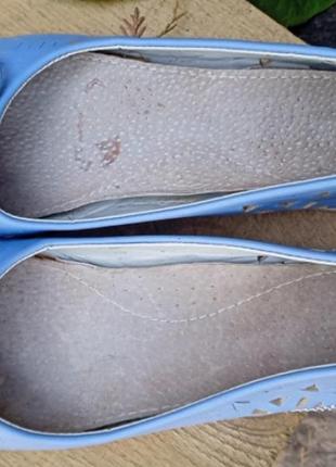 Балетки голубые кожа 6