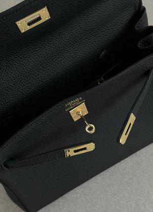 Жіночі чорна шкіряна сумка hermes premium9 фото