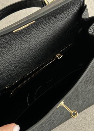Жіночі чорна шкіряна сумка hermes premium5 фото