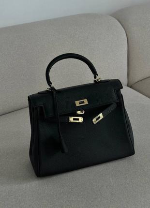 Жіночі чорна шкіряна сумка hermes premium2 фото