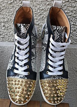 Хайтопи christian louboutin чоловічі р.43/28 см високі кеди пітон з шипами
