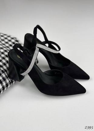 Шикарные женские туфли слингбеки на каблуке3 фото