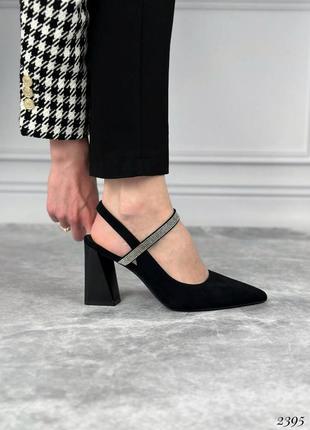 Шикарные женские туфли слингбеки на каблуке5 фото