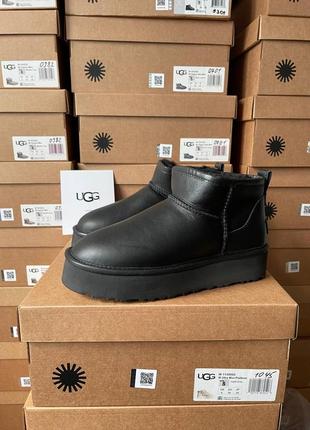 Женские угги ugg utra mini platform leather black