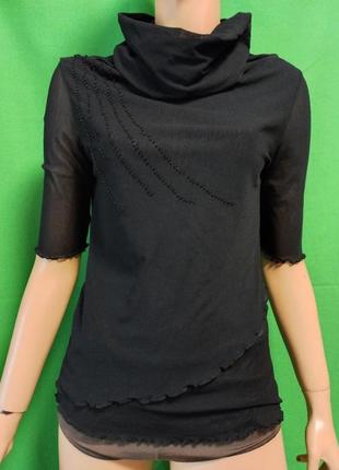 Двойной гольф сетка с вышивкой,  рукавами до локтя, и свободной горловиной tiffi modern. zara mango