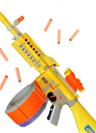Бластер быстрострельный детский на батарейках с безопасными мягкими пулями