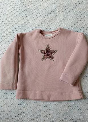Теплый свитшот zara на флисе для девочки кофта с пайетками свитерик толстовка