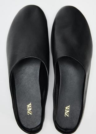 Шкіряні мюлі сабо на низькому ходу  zara