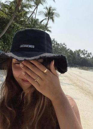 Панама jacquemus бежева чорна бавовна жакмюс