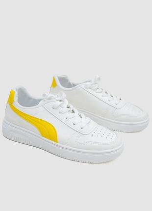 Кеди жіночі на шнурках, колір біло-жовтий,кросівки жіночі білі,кроссовки женские белые3 фото