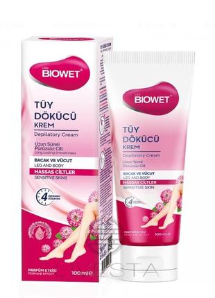 Крем для депіляції для чутливої шкіри biowet, 100 мл