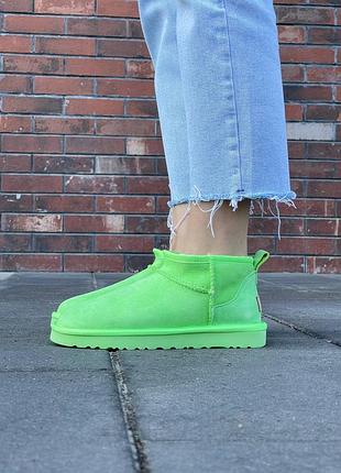 Жіночі натуральні уггі ugg classic ultra mini parakeet green (36-40 р.) (наявність уточнюйте)