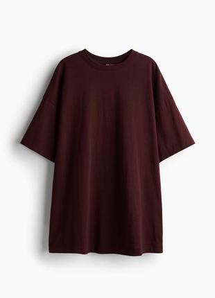H&m подовжена бордова футболка бургундова