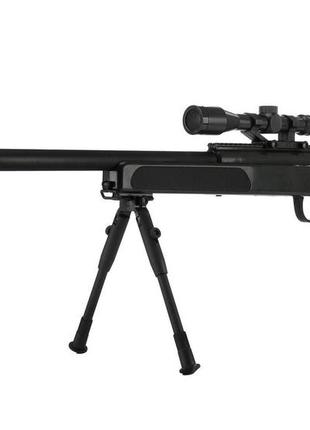 Дитяча снайперська гвинтівка з оптичним прицілом на сошках металева кал. 6 мм