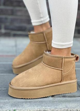 Жіночі уггі/ зимові сноубутси хутряні на високій підошві 37-41