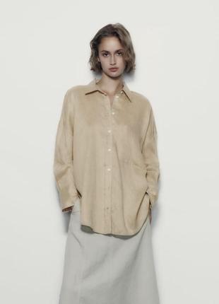 Легкая льняная рубашка размер zara l-xl
