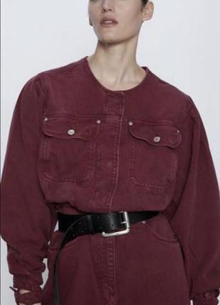 Комбинезон из денима цвета бордр zara.