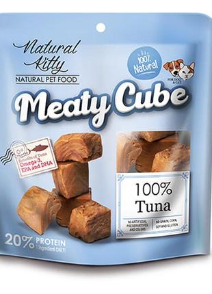 Лакомство для кошек и собак pettric natural kitty meaty cube 100% tuna кубики з тунця 60 г