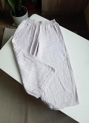 Стильні круті муслінові штани в горошок