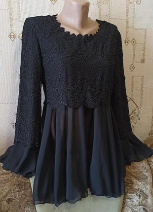 Бутековая блуза шифон и кружево франция faust😍