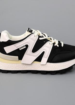 Кроссовки женские, черные, весна-осень, материал еко-кожа - замша, размер 36 fw_001443