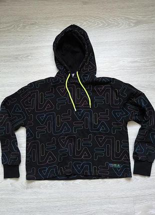Худі fila бавовна хлопок black худи з капишоном капюшоном тринитка утеплене демосезон осінь весна зима світшот свитшот