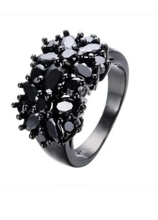 Кольцо кольцо с черными агатами1 фото