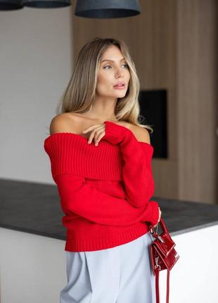 Вязаная кофта с открытыми плечами2 фото