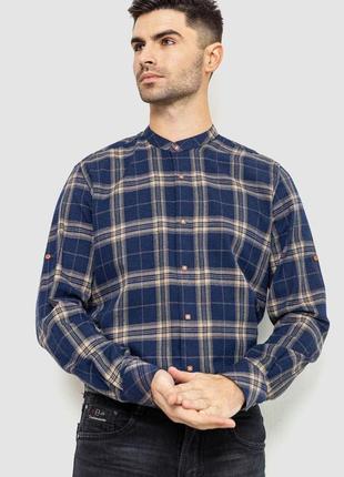 Мужская рубашка в клетку сезон демисезон цвет сине-бежевый размер s fg_01316