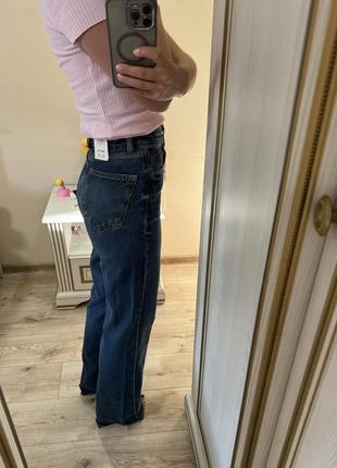 Сірі джинси zara wige leg штани брюки прямі hm mango massimo dutti сині мом палаццо прямі