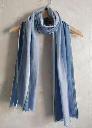 Жіночий шарф bershka, блакитний в смужку, бавовна1 фото