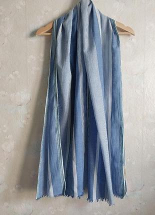 Жіночий шарф bershka, блакитний в смужку, бавовна2 фото