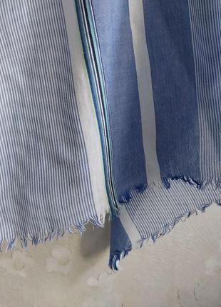 Женский шарф bershka, голубой в полоску, хлопок6 фото