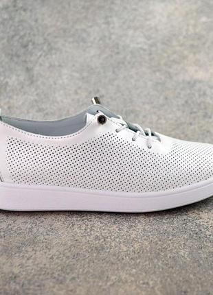 Кеди жіночі шкіряні перфорація, білі, матеріал натуральна шкіра, розмір 37 fw_001504