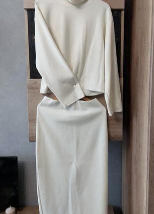 Костюм зі спідницею zara утеплений,  машинна в'язка.