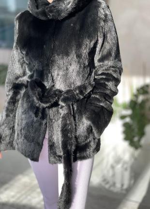 Норкова шуба чорна,