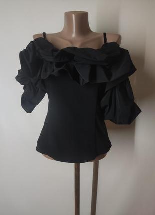 Топ з обємним воланом воланами відкриті плечі корсет