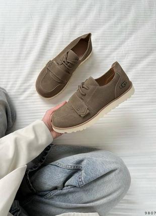 Туфли хаки, натуральная замша