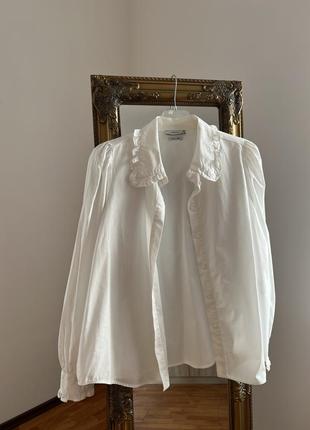 Біла бавовняна цупка блуза reserved нові колекції3 фото