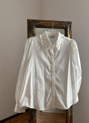 Белая хлопковая плотная блуза reserved новые коллекции6 фото