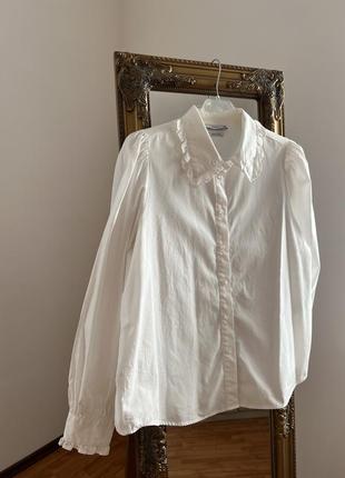 Белая хлопковая плотная блуза reserved новые коллекции8 фото