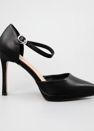 Туфли лодочки женские, черные, весна-осень, материал еко-кожа - замша, размер 36 fw_001708