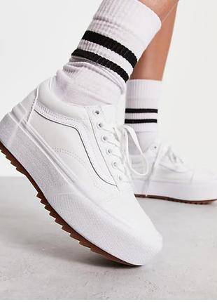 Кеди женские vans Blanc old skool stacked белого цвета
