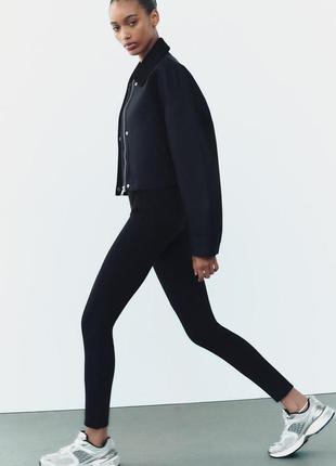 Леггинсы черные с резинкой по бокам zara new