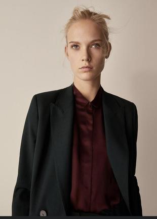 Сатинова бордова сорочка massimo dutti